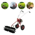 thumbnail image 2 of Gas Power Hand Held Sweeper Broom Driveway Turf Artificial Grass Snow Clean Lawn Sweeper 1KW, 2 of 23