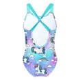 thumbnail image 2 of DPOIS Kids Girls One-Piece Sleeveless Criss Cross Swimsuit Sport Athletic Bathing Suit Watercolor 14, 2 of 5