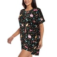 thumbnail image 2 of Wukai Cute Rabbit And Flower Women's Pajama Set,Short-Sleeve Top and Shorts with Elastic Waistband and Pockets for Loungewear, Yoga, and Casual Wear-X-Large, 2 of 8