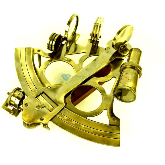 Nagina International 9" Vintage Solid Antique Brass Nautical Functional Maritime Sextant | Nautical Navy Decor Gifts (Polished Brass)
