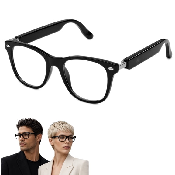 GenXenon Smart Glasses with Open-Ear Bluetooth Audio & Blue Light Filtering,Build-in Mic & Speakers, Touch & Voice Assistant Compatible - Up to 6 Hrs Battery, Smart Eyewear for Office Driving