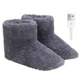 thumbnail image 2 of Xinyolin 1 Pair Hiding Interface Non-slip Foot Warmers Simple Soft Plush USB Electric Boots Slippers for Indoor, 2 of 8