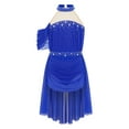 thumbnail image 1 of Manyakai Girls Ruched Mesh Dance Dress Shiny Rhinestones Draping Halter Backless Cutout Backless Skirts with Irregular Hem Royal Blue 14, 1 of 6