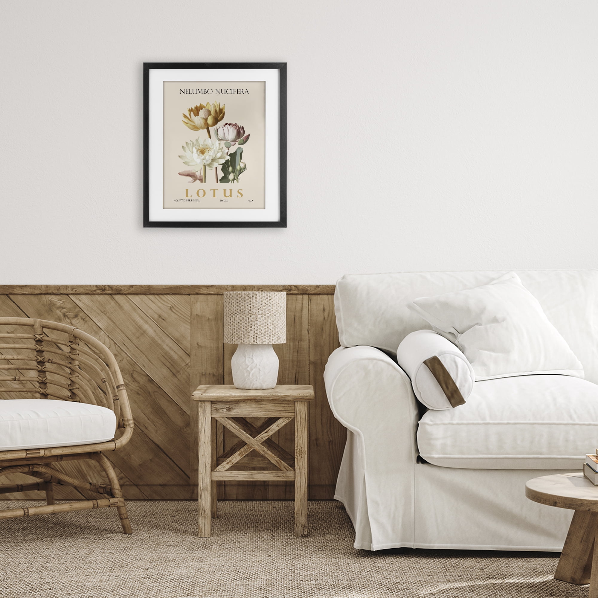 Stupell Industries Natural Lotus Bundle Black Framed Print Under Glass, design by Christopher Giampietro