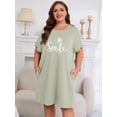 thumbnail image 2 of FEREMO Plus Size Nightgowns for Women Short Sleeve Sleepshirt Knee Length Sleepwear with Pockets, 2 of 5