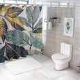 thumbnail image 7 of BCIIG Leaves Pattern Bathroom Shower Curtain Set with Hooks, Colorful Luxurious Graphic Print Polyester Fabric Fashion Decor, Waterproof with HD Print, Easy Installation, Machine Washable 60x72, 7 of 7