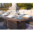 thumbnail image 4 of Outdoor Patio 7-Piece PE Rattan Wicker Oval Fire Pit Dining Table Chair Set, Brown, 4 of 7