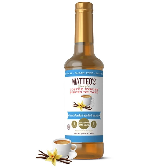 Matteo's Barista Style Sugar Free Coffee Syrup - Zero Calories Keto-Friendly Coffee Syrups & Flavors - USA-Made Kosher Sugar Free Coffee Flavoring Syrup For Home & Work (French Van