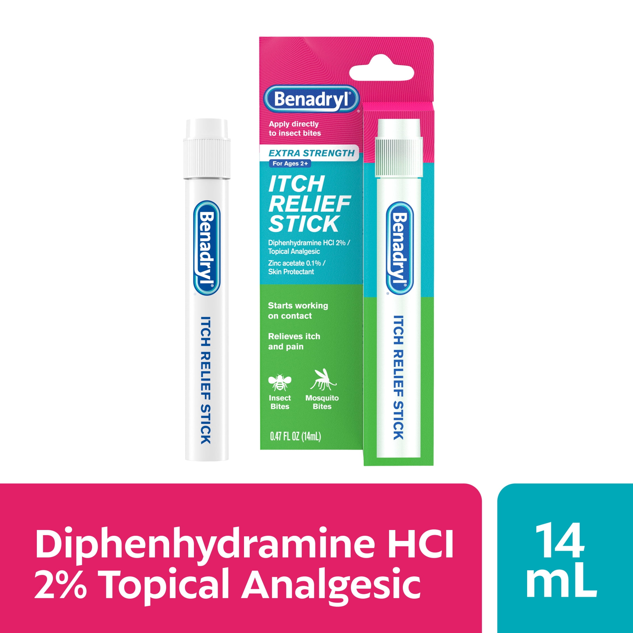 Benadryl Itch Relief Stick Extra Strength, Rashes, Insect Bites, Pocket Friendly, .47 ounces