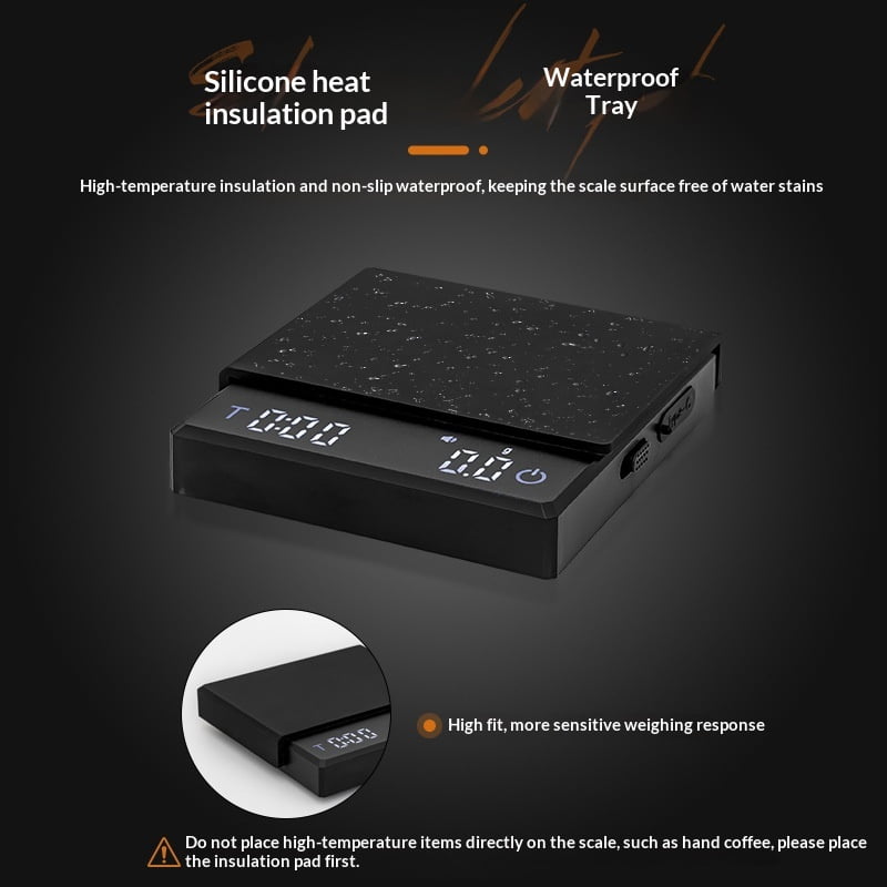 Super Mini Espresso Scale with Timer, Digital Coffee Scale with Espresso/Pour Over/Manual Mode, Rechargeable Coffee Bean Scale, black