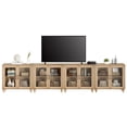 thumbnail image 4 of TV Stand for 100 Inch TVs, Ample Storage Cabinet with 8 Glass Doors, Mid Century Morden Wooden Entertainment Center Storage Cabinet for Living Room or Dining Room or Bedroom, Oak, 4 of 8