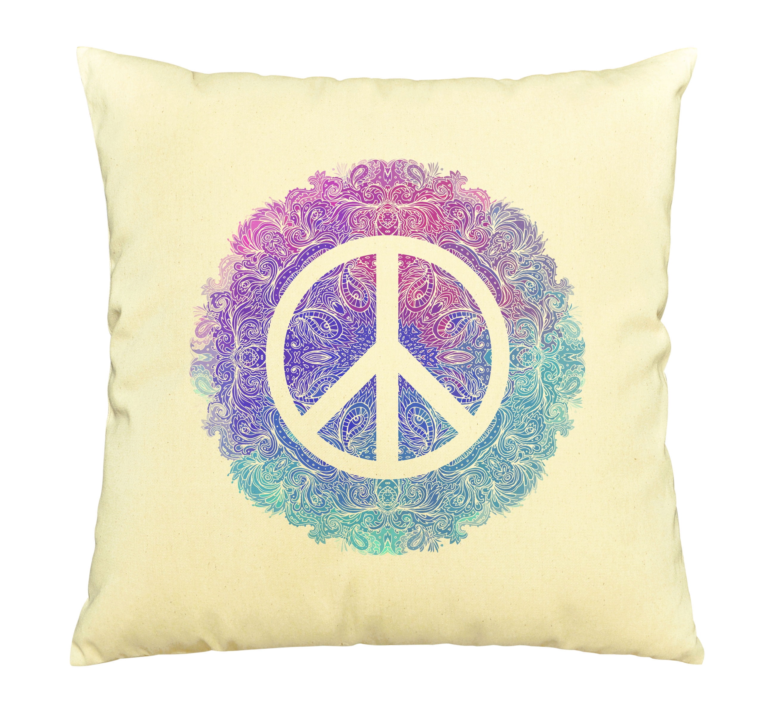 Peace Hippie Symbol Printed Cotton Decorative Pillows Case VPLC_03