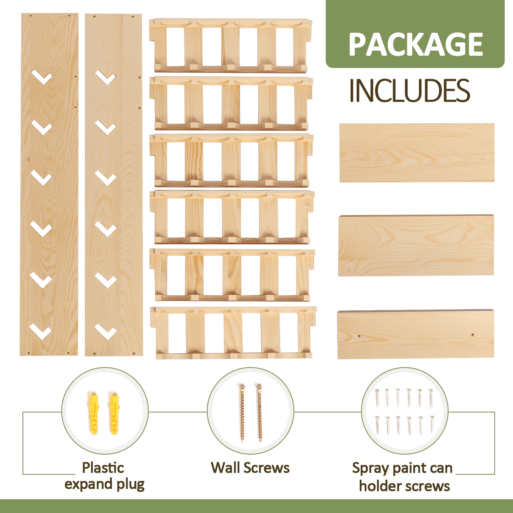 IAJXWI Spray Paint Storage, 24 Slots Aerosol Spray Can Shelf, Wooden Lube Can Storage Rack, Spray Paint Holder
