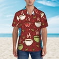 thumbnail image 5 of Uemuo Coffee Cups Printed Regular Fit Short Sleeve Casual Hawaiian Shirt for Men,Aloha shirt,Tropical shirt,Floral print shirt,Vacation Beach shirt-, 5 of 9