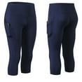 thumbnail image 5 of Gibobby Pantalones de mezclilla Pantalones de yoga para mujer Bolsillo Fitness Correr Deportes Pantalones elásticos de secado rápido Cintura alta Levantamiento de cadera Panta(Azul marino， M), 5 of 5