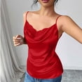 thumbnail image 4 of JGGSPWM Women's Satin Camisole Lace Silk Satin Pajama Tank Tops V Neck Soft Adjustment Spaghetti Strap Loose Sleepwear Red XXL, 4 of 5