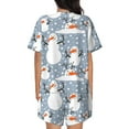 thumbnail image 6 of Fuzoiu Happy Snowmen Snowfall Print Women's Short-Sleeved Pajama Set,Lounge Sleepwear Set,Womens Pajama Sets 2 Piece,Button-Up Top and Shorts with Pockets-X-Large, 6 of 7