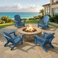 thumbnail image 3 of SERWALL Folding Adirondack Chair with Cup Holder Set of 2, Weather Resistant Adirondack Chair for Patio Garden Outdoors Fire Pit - Blue, 3 of 9