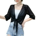 thumbnail image 2 of Shenmeida Womens Sheer Shrug Tie Top Open Front Cardigan Perspective Anti-UV Women Cape, 2 of 7