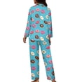 thumbnail image 2 of Suhoaziia Comfy Pajamas for Women Set Novelty Comfortable Button Down Lounge Wear Print Graphic Donut Biscuits Long Sleeve Sweatshirt Matching Set Daily Wear Size L,Pajama Lingerie, 2 of 6