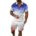 thumbnail image 1 of DYMADE Men Casual Zipper Lapel Short Sleeve Shirt And Shorts 2PCs Set, 1 of 4