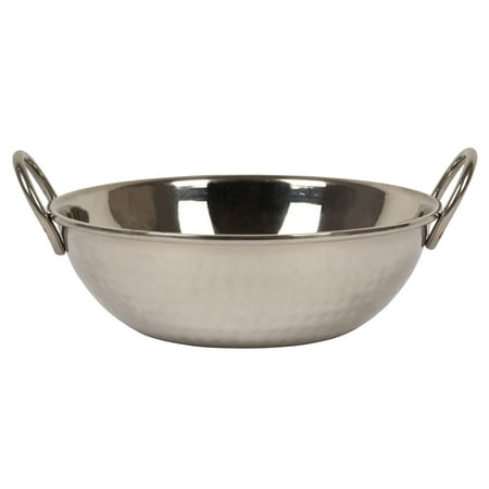 Trifri Stainless Steel Kadai With Handle Authentic Indian Hammered Design...