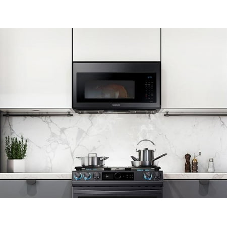Samsung - 1.7 cu. ft. Over-the-Range Convection Microwave with WiFi - Black stainless steel