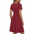 thumbnail image 4 of UVN Vestidos para Mujer con Escote en V Profundo, Manga Corta, Vestido Veraniego Midi para Fiesta con Bolsillo, 4 of 8