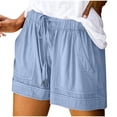 thumbnail image 1 of Diufon Womens Linen Shorts with Pockets Drawstring Elastic Waist Beach Vacation Trendy 2025 Summer Clothes, 1 of 7