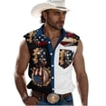 thumbnail image 2 of Yaoyar Mens Sleeveless 4th of July Shirts Casual American Flag Stars and Stripes Button Down Patriotic Tank Top with Pockets, 2 of 5