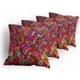 thumbnail image 5 of Ambesonne Abstract Throw Pillow Cover 4 Pack, Vitray Mosaic Triangle, 18", Multicolor, 5 of 7