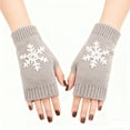 thumbnail image 1 of Casual Snowflake Print Knitted Fingerless Mittens For Winter Warmth And Fashion Comfort, 1 of 3