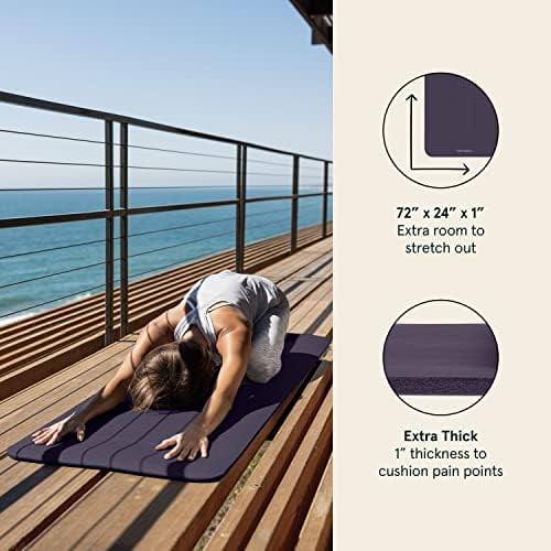 Solana Yoga Mat 1" Thick w/Nylon Strap for Men & Women - Non Slip Exercise Mat for Home Yoga, Pilates, Stretching, Floor & Fitness Workouts