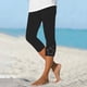 thumbnail image 2 of Pantalones capri ajustados de cintura alta para mujer: ropa informal de verano, fácil cuidado, perfectos con camisetas, 2 of 4
