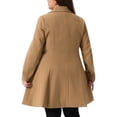 thumbnail image 4 of DARING DIVA Women's Plus Size Notch Lapel Double Breasted A Line Peacoat 2X Camel, 4 of 6