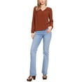 thumbnail image 2 of INSPIRE CHIC Long Sleeves Top for Women V Neck Hollow Lace Trim Blouse XS Orange Brown, 2 of 5