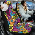 thumbnail image 2 of Uorisanigo Car Front Seat Covers, 2 Pack Retro Hippie Flower Automotive Seat Protectors, Premium Breathable Vehicle Seats Cushions, Car Accessories Universal for Van, SUV, Truck, Pickup, 2 of 7