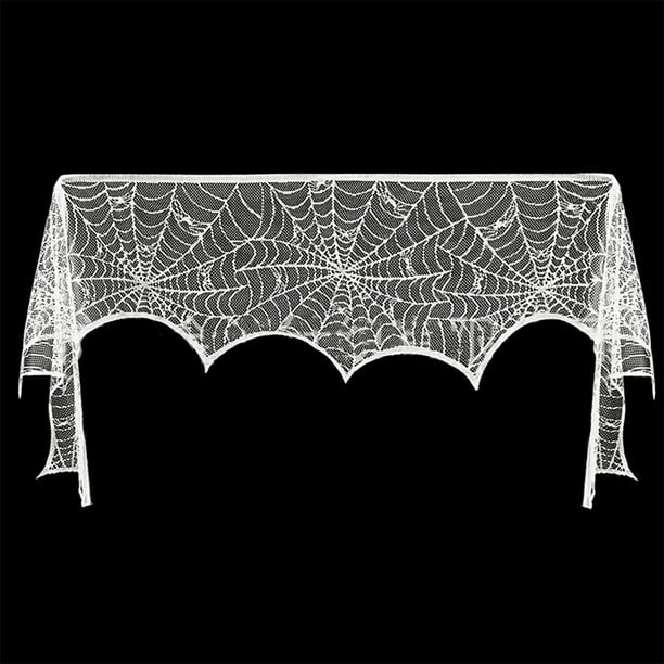 WUMINGLU Halloween Decorations Lace Spider Web Fireplace Mantle Cover
