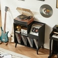 thumbnail image 3 of LELELINKY Record Player Stand, Vinyl Record Storage Cabinet, Mid-Century Turntable Stand Table Holds up to 300 Albums Living Room Bedroom Office, Black, 3 of 8