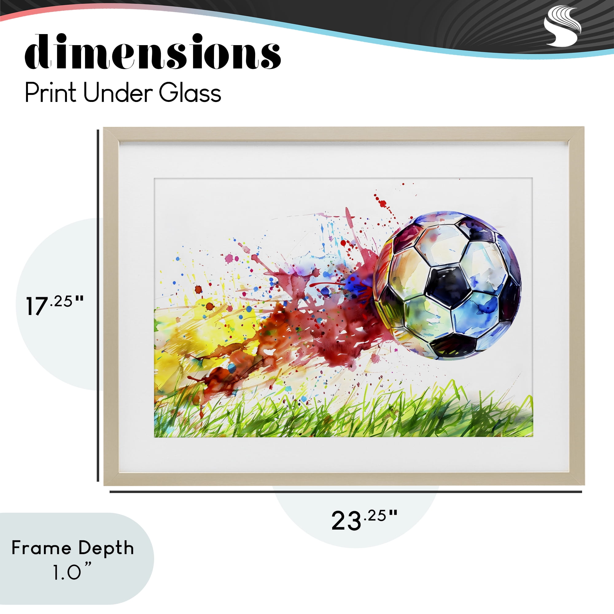 Stupell Industries Watercolor Soccer Ball in Motion Birch Framed Print Under Glass, design by Creative Studio