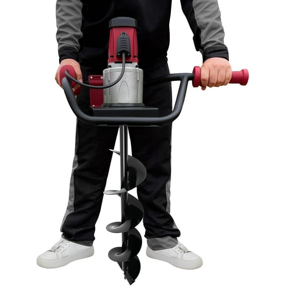 Electric Post-Hole Digger, 1500W 110V 1.6HP Electric Auger Digging Drill Post Hole Digger Earth Auger Drill with 3.94" & 5.91" Drill Bits for Post Hole Digging Drilling Tree Planting Fence Planting