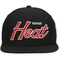 thumbnail image 2 of Men's Mitchell & Ness Black Miami Heat Hardwood Classics Script 2.0 Snapback Hat, 2 of 5