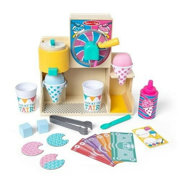 Melissa & Doug Fun at the Fair Wooden Snow-Cone and Slushie Play Food Set, Ages 3 