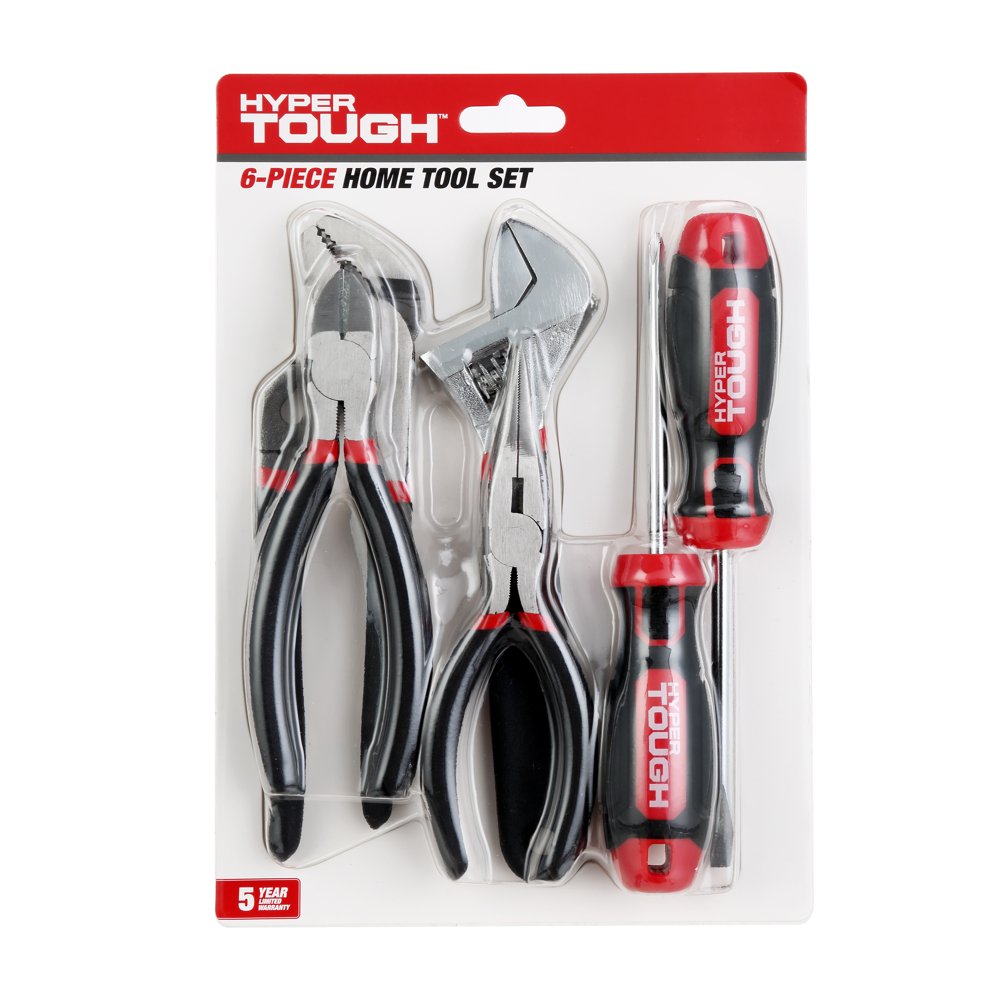 Hyper Tough 6 Piece Home Tool Set Including Assortment of Screwdrivers