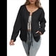 thumbnail image 2 of Suéteres para Mujer, Modernos, Otoño-Invierno, con Abertura Frontal, Larga, Botones, Chaqueta Corta para Dama. Negro XL, 2 of 9