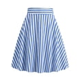 thumbnail image 2 of Women's Vintage High Waisted A-Line Skirt Knee Length Vertical Stripe Pattern Pleated Flare Swing Skirt Elegant Office Work Party Cocktail Event Apparel, 2 of 6