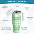 thumbnail image 3 of 40 oz Tumbler with Handle Lid and Straw Insulated Water Tumbler Stainless Steel Water Cup Mug Bottle Reusable Cup Holder Friendly Green Plaid, 3 of 6
