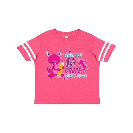 

Inktastic Look out 1st Grade Here I Come with Cute Pink Monster Gift Toddler Boy or Toddler Girl T-Shirt