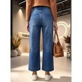 thumbnail image 2 of Women's High‑Rise Wide‑Leg Denim Jeans, Medium Wash Jeans with Square Patch Front Pockets & Wide Cuff Hem, Sizes 4‑18, 2 of 7