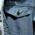 thumbnail image 5 of Clearance Men's Fleece Jean Jacket Winter Cotton Sherpa Lined Denim Trucker Coat Winter Warm Single Breasted Stand Collar Jean Jacket, 5 of 6